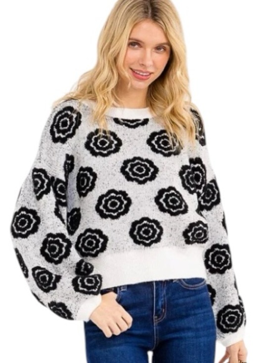 En Créme Tops - 984: EN CREME SWEATER WHITE BLACK (H12)